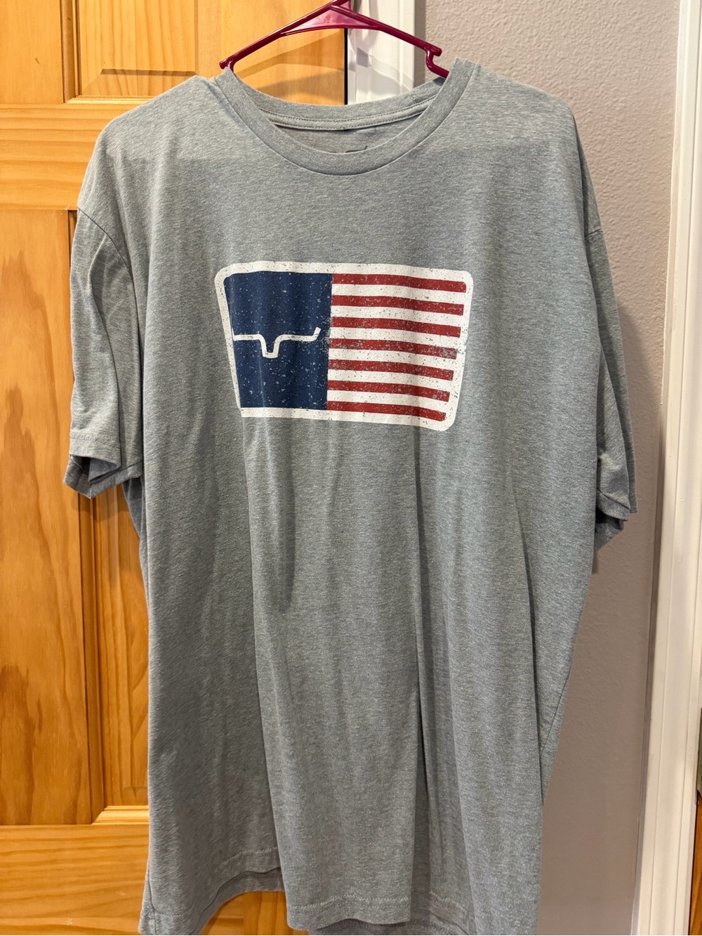 Men's Gray Graphic Tee with Flag Emblem